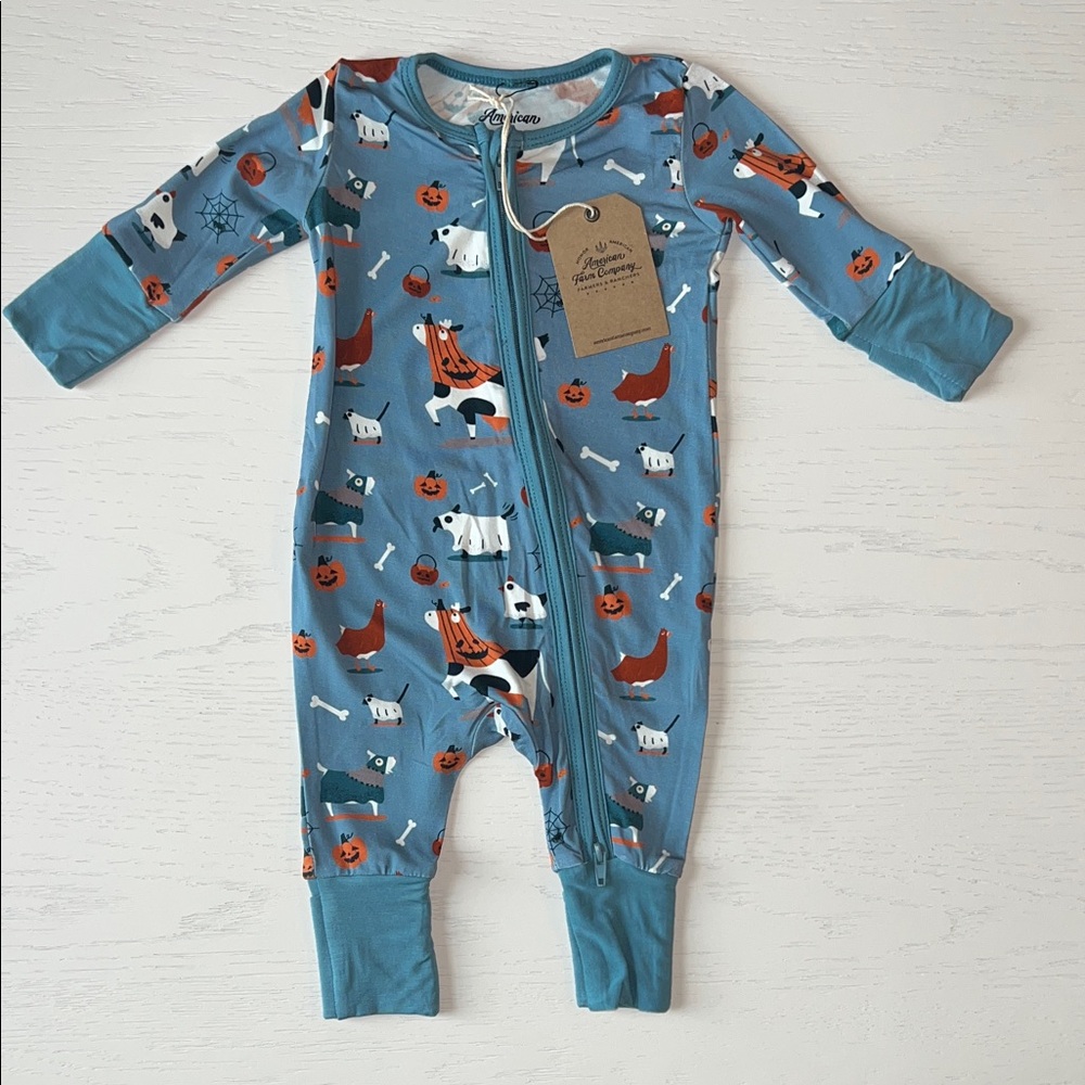 🎃 Halloween Farm Animals Footie Romper 3-6 6-12 12-18 months